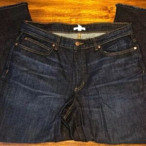 Eileen Fisher Dark Denim Jeans Frayed Hem - Size 14